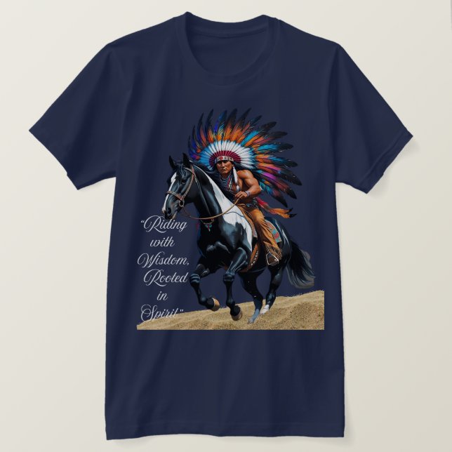 Ridande med visdom, rotad i anden t shirt (Design framsida)