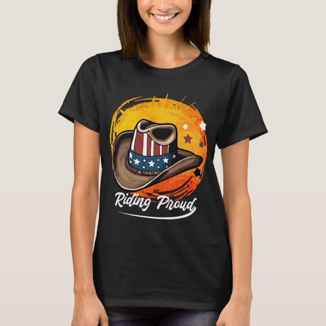 Ridande Stolt Patriotisk T Shirt (Framsida)