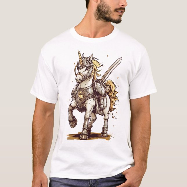 Riddar Rustning Enhörning (1) T Shirt (Framsida)