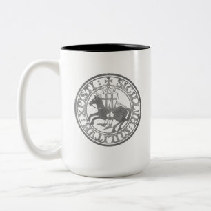 Riddar Tempelherre sigill Två riddare Häst Medaljo Två-Tonad Mugg