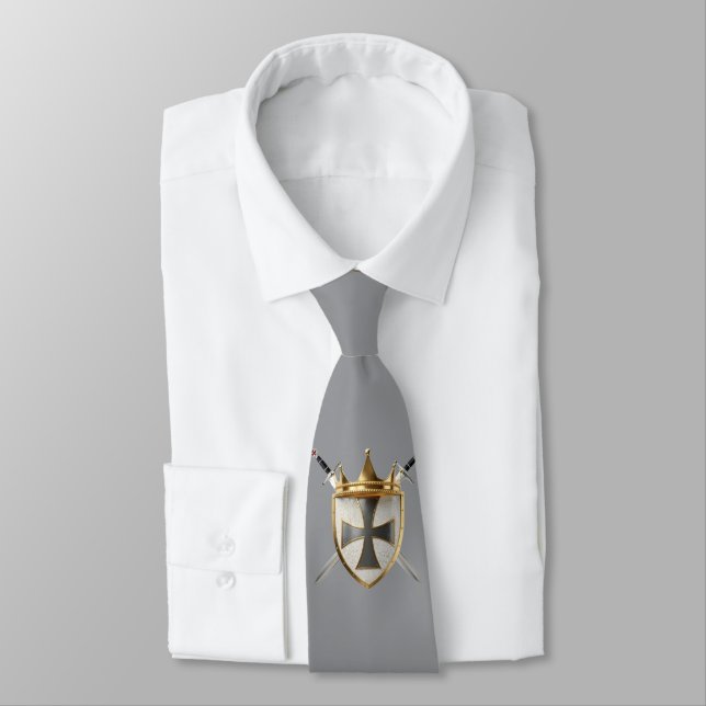 Riddare Av RayEl Crest grå herr Krave Slips (Bunden)