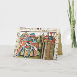 Riddare Cifar ser fiendelägret spela schack   Helgkort