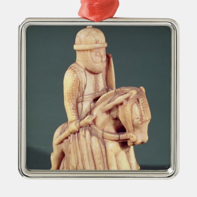 Riddare från en schackuppsättning julgransprydnad metall (Framsidan)