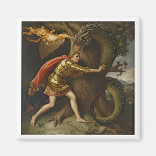 Riddare i gyllene rustning vs. Draken Magnet