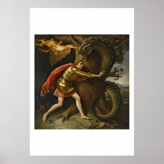 Riddare i gyllene rustning vs. Draken Poster