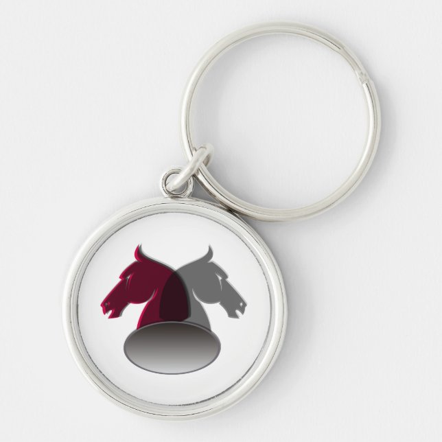 Riddare Keychain Rund Silverfärgad Nyckelring (Framsidan)