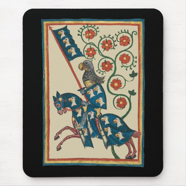 Riddare med örnheraldik, 1300-talets medeltid musmatta (Framsidan)
