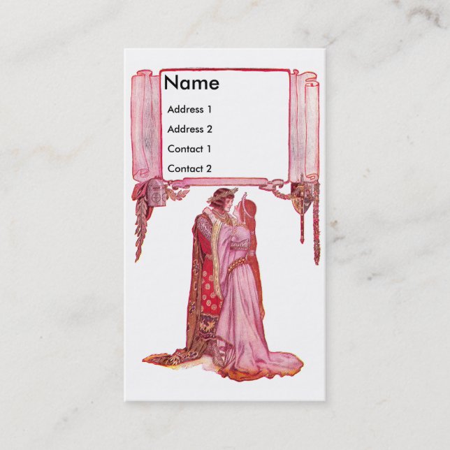 Riddare som omfamnar damkärlek visitkort (Framsida)