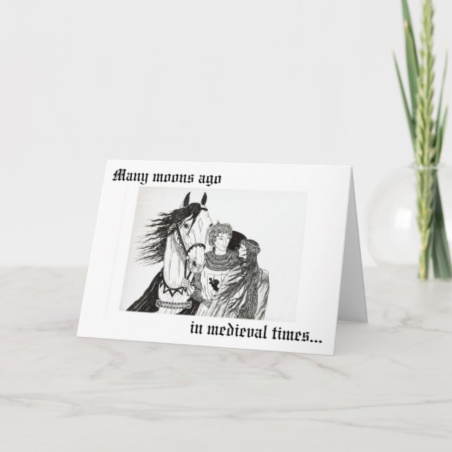 Riddare uppvaktade jungfrur-kort kort (Framsida)