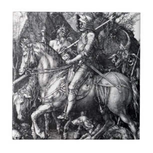 Riddaren, död och djävulen av Albrecht Durer Kakelplatta