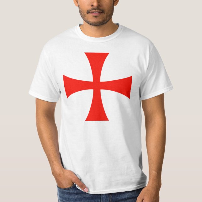 RiddareTemplar arg vit Tee Shirt (Framsida)
