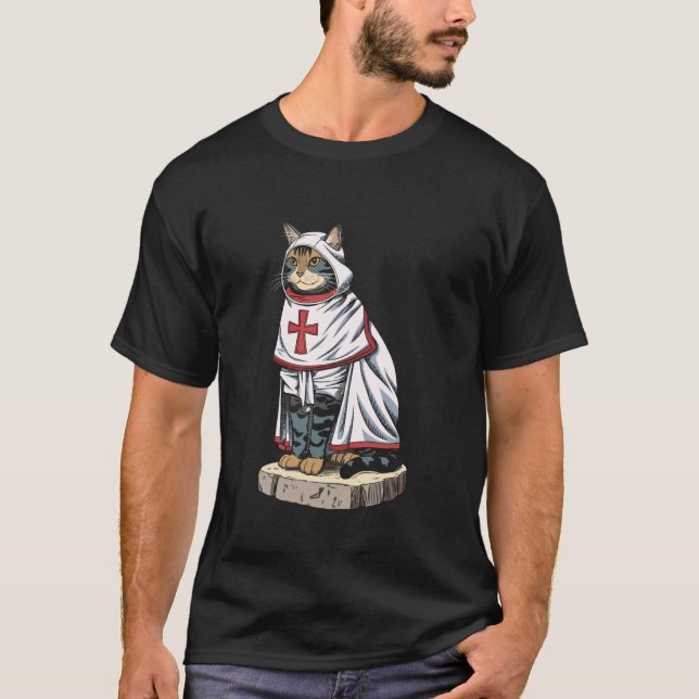 Riddarkatt Fantasy Krigare Konst T Shirt (Framsida)