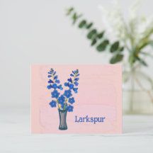 Riddarsporre Delphinium Akvarellkonst Juli Födelse
