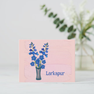 Riddarsporre Delphinium Akvarellkonst Juli Födelse Vykort
