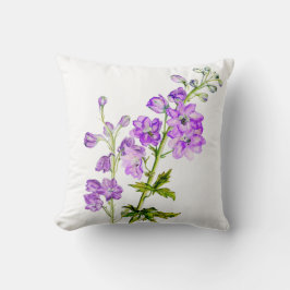 Riddarsporre lila finkonst blommig fyrkantig kudde