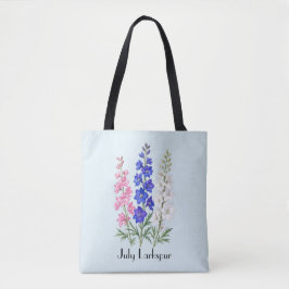 Riddarsporreblommor i juli tygkasse