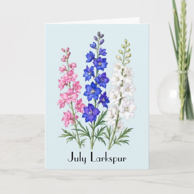 Riddarsporreblommor Julihälsning Kort (Framsida)