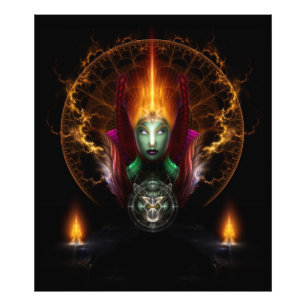 Riddian Queen of Fire Fractal Art Composition Fototryck