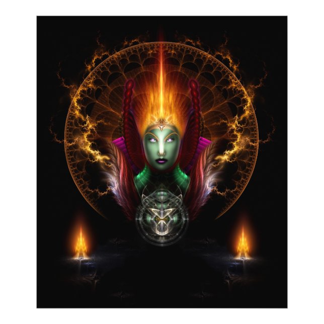Riddian Queen of Fire Fractal Art Composition Fototryck (Framsidan)
