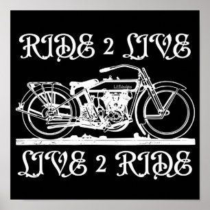 RIDE 2 LIVE LIVE 2 RIDE inspirerande biker-gåva Poster