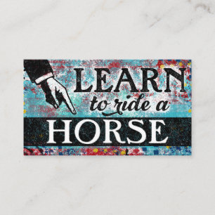 Ride A Horse Lessons - Aqua Blue Affärskorts Visitkort