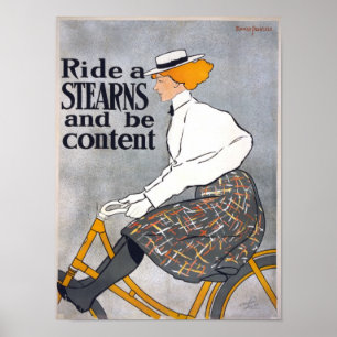 Ride a STEARNS & be innehåll Vintage Bicycle Poste Poster