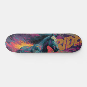 RIDE: Abstrakt gatumålning av en dynamisk häst Mini Skateboard Bräda 18,5 Cm