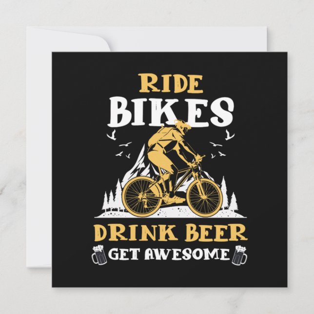 Ride Bikes Drink Beer Bicycle Mountain Bike Gift Inbjudningar (Framsida)