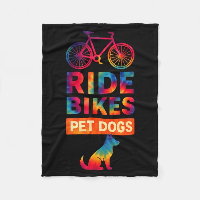 Ride Bikes Pet Dogs Bicycle Cycling Biking Dog Lov Fleecefilt (Framsidan)