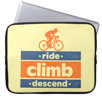 Ride Climb Descend Cycling Quote Vintage Laptop Fodral