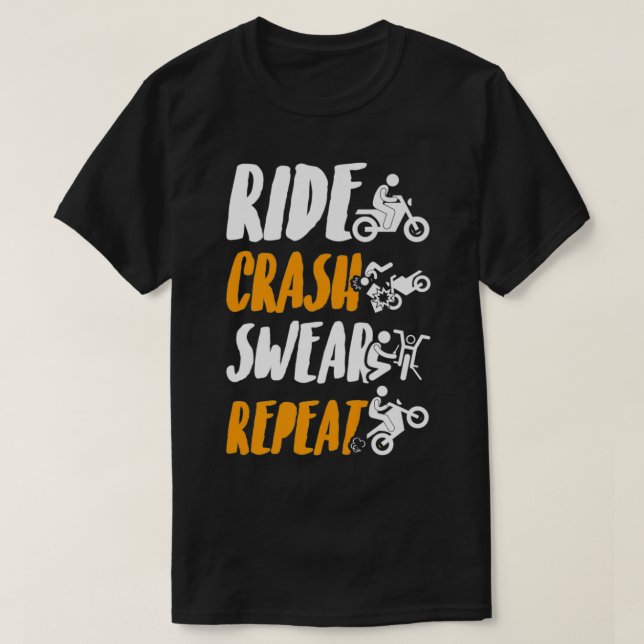 Ride Crash Swear Repeat motorcykel biker motorcyc T Shirt (Design framsida)