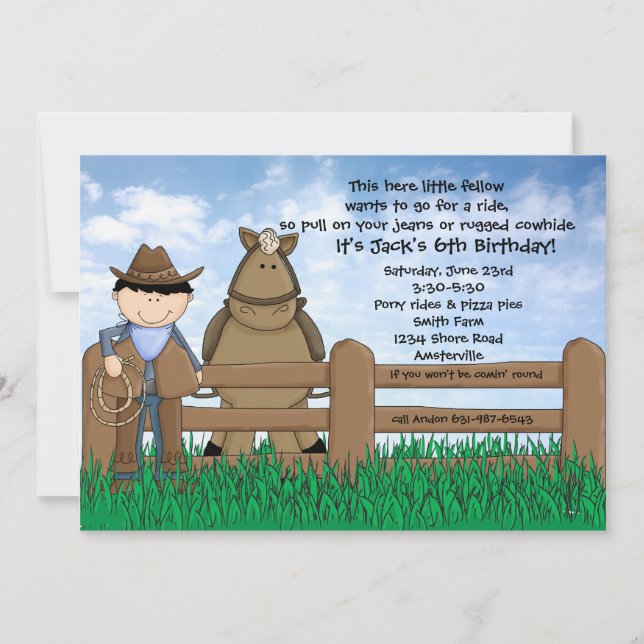 Ride dem Cowboy-inbjudan Inbjudningar (Framsida)