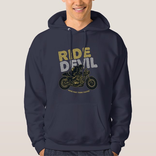 🔥 Ride Djävulen: Skynda dig, Tänka fortare! 🔥 Hoodie (Framsida)