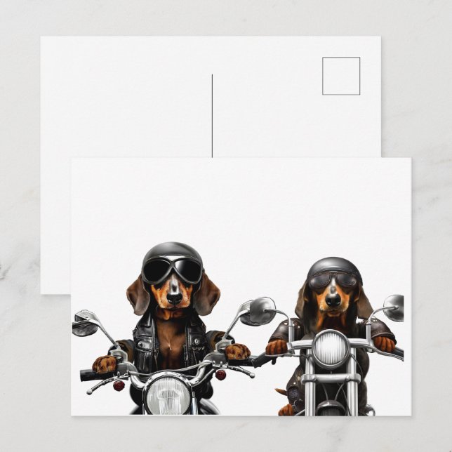 Ride eller Die Dachshund-Biker Vykort (Fram/baksida)