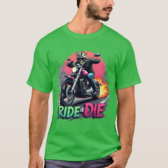 Ride eller Die - Fetstig Biker för stadsmiljö - gr T Shirt (Framsida)