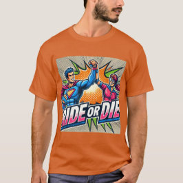 Ride eller Die Tecknad Stil T Shirt
