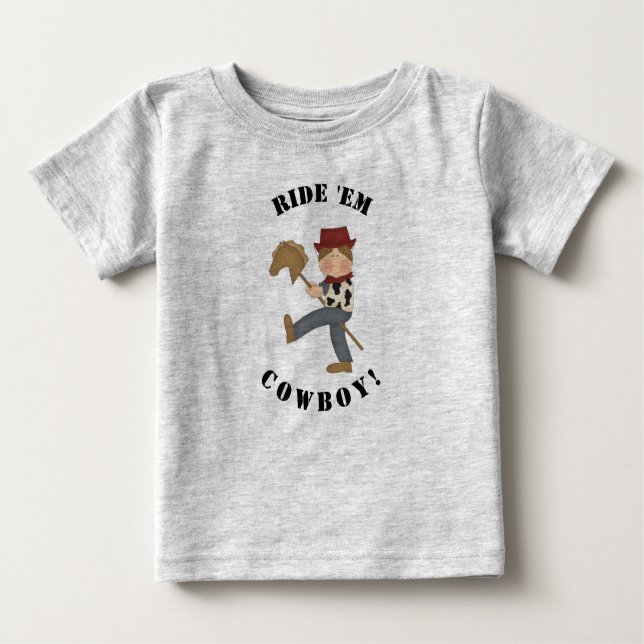 Ride 'Em Cowboy (brunt hår) T Shirt (Framsida)