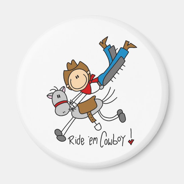 Ride 'Em Cowboy Stick figur Magnet (Framsidan)