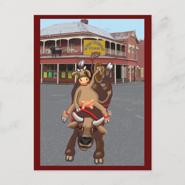 Ride em cowgirl vykort (Framsida)