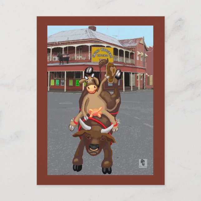 Ride em cowgirl vykort (Framsida)