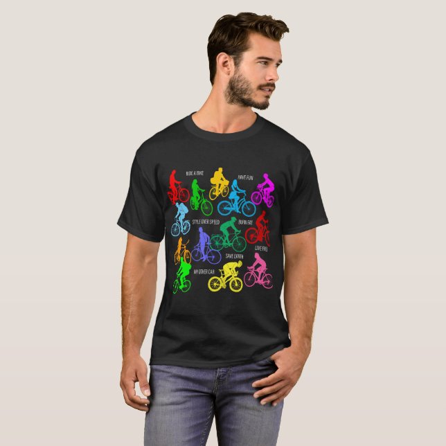 Ride en cykelrolig, färglös elegant tee shirt (Hel framsida)