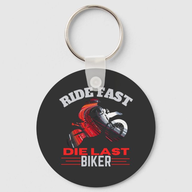 Ride Fast Die Förra Bikerna T-Shirt Nyckelring (Framsida)