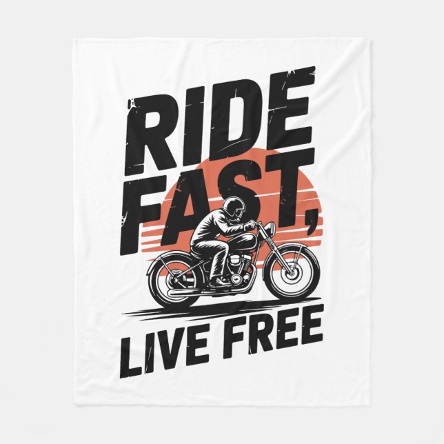 Ride Fast Live Free Bicyclist T-shirt Fleecefilt (Framsidan)