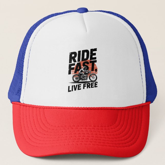 Ride Fast Live Free Bicyclist T-shirt Keps (Framsida)