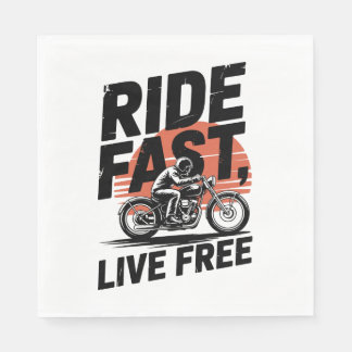 Ride Fast Live Free Bicyclist T-shirt Pappersservett