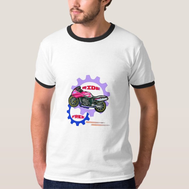 Ride Free and Säker Motorcycle T Shirt (Framsida)