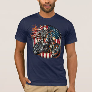 Ride Free, Burn Bright Patriotic Reaper på Hjul T Shirt