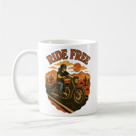 Ride Free Vintage Motorcle Äventyr Art Kaffemugg