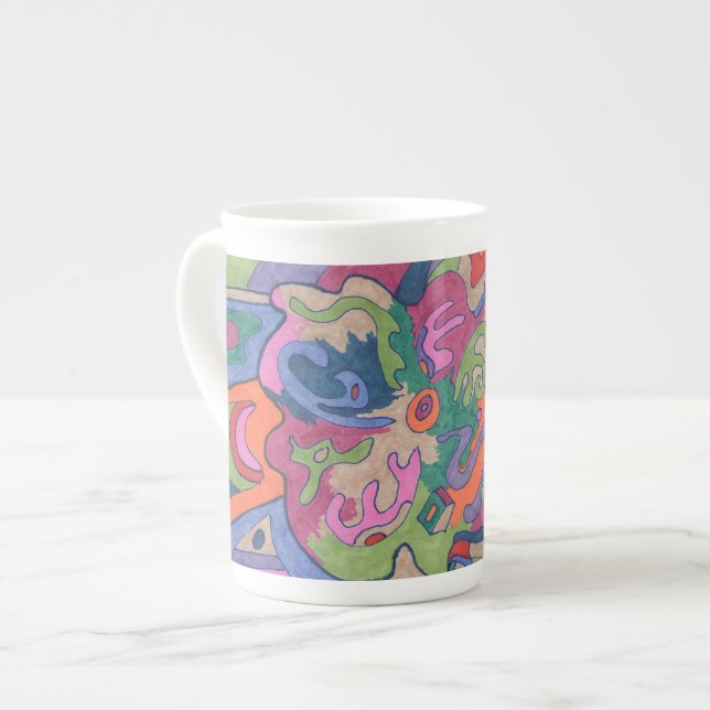 Ride Groovy Rainbow, abstrakt Benporslin Mugg (Framsida vänster)