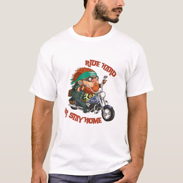 Ride hård eller stanna hemma biker motorcykelutfor t shirt (Framsida)